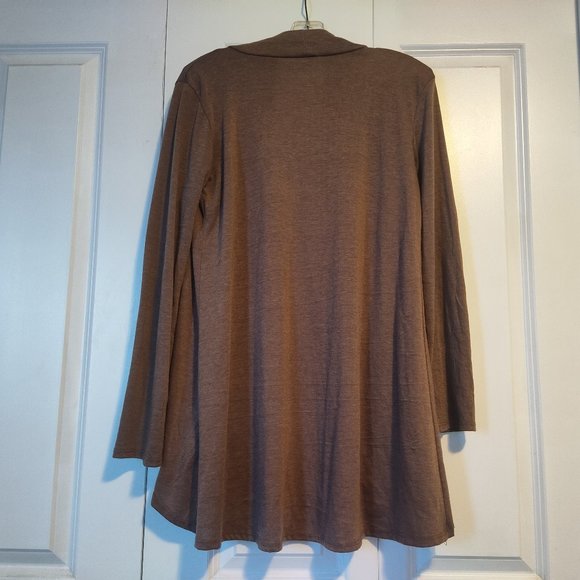 Majora Light Brown Jersey Open-Front Asymmetrical Cardigan - Picture 3 of 3